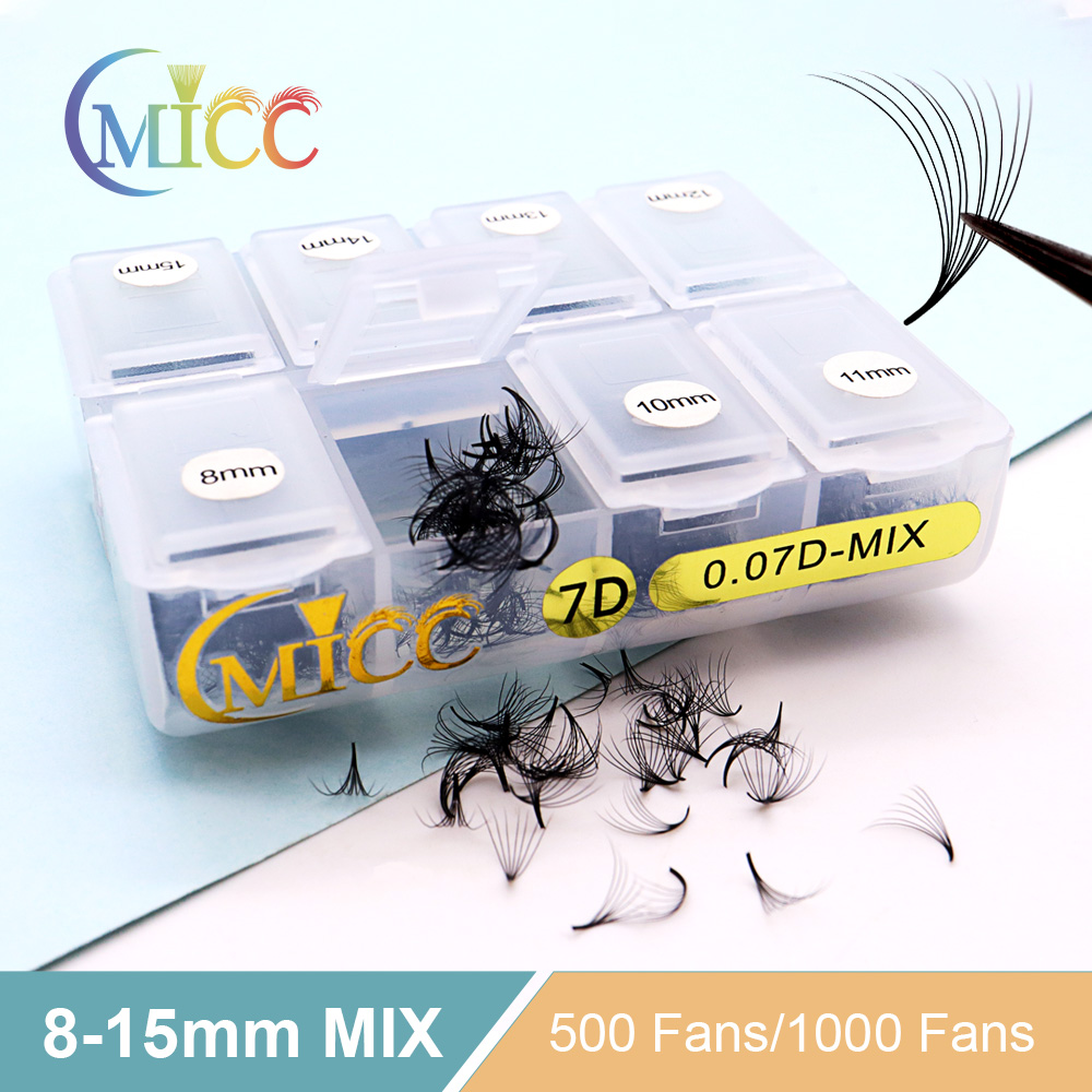 Eyelash Extension Medium - Cmicc 500/1000팬 혼합 길이 프로메이드 슬림