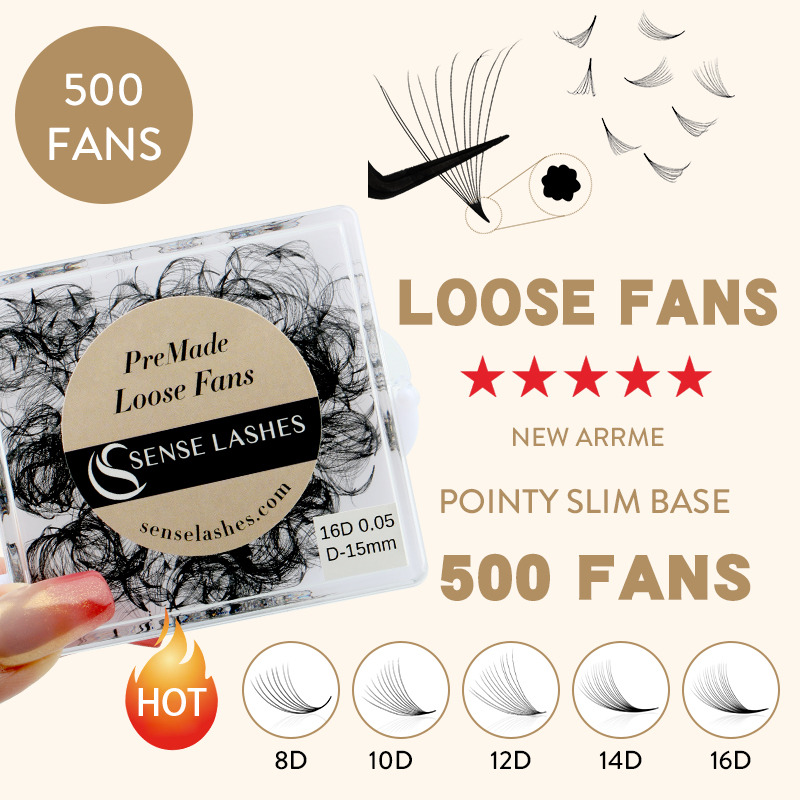 Eyelash Extension Medium - 500개 수제 루즈 프리메이드 팬 8D