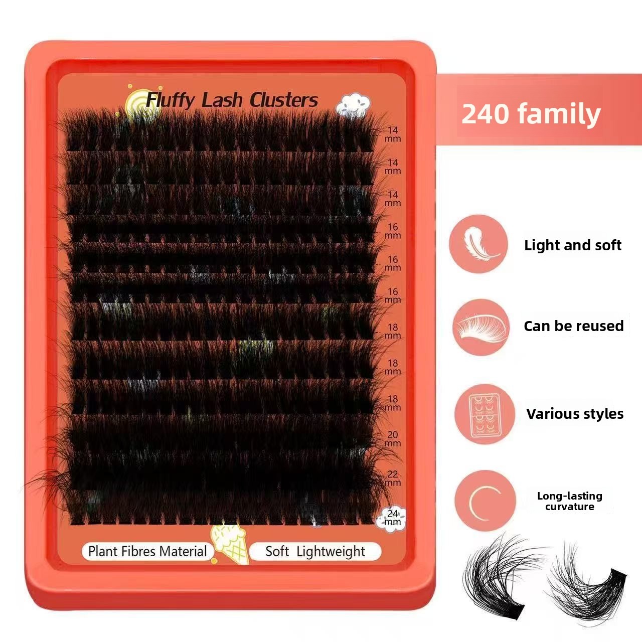 Eyelash Extension Home Service - 80D-100D 8D 플러피 클러스터 속눈썹 연장