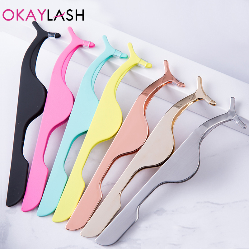 Eyelash Extension Logo - OKAYLASH 스테인레스 골드 가짜 속눈썹 족집게