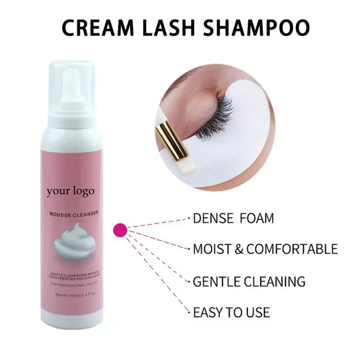 맞춤형 휘핑 래쉬 샴푸 핑크 폼 크림 속눈썹 클렌저 컨 - Eyelash Extension Logo 리뷰 및 가격
