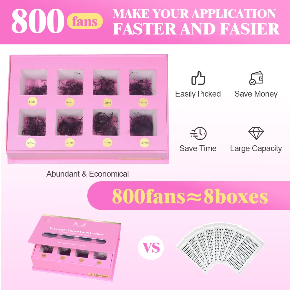 마요크 800팬즈 루즈 팬 속눈썹 연장 3D/6D/10 - Eyelash Extension Logo 리뷰 및 가격