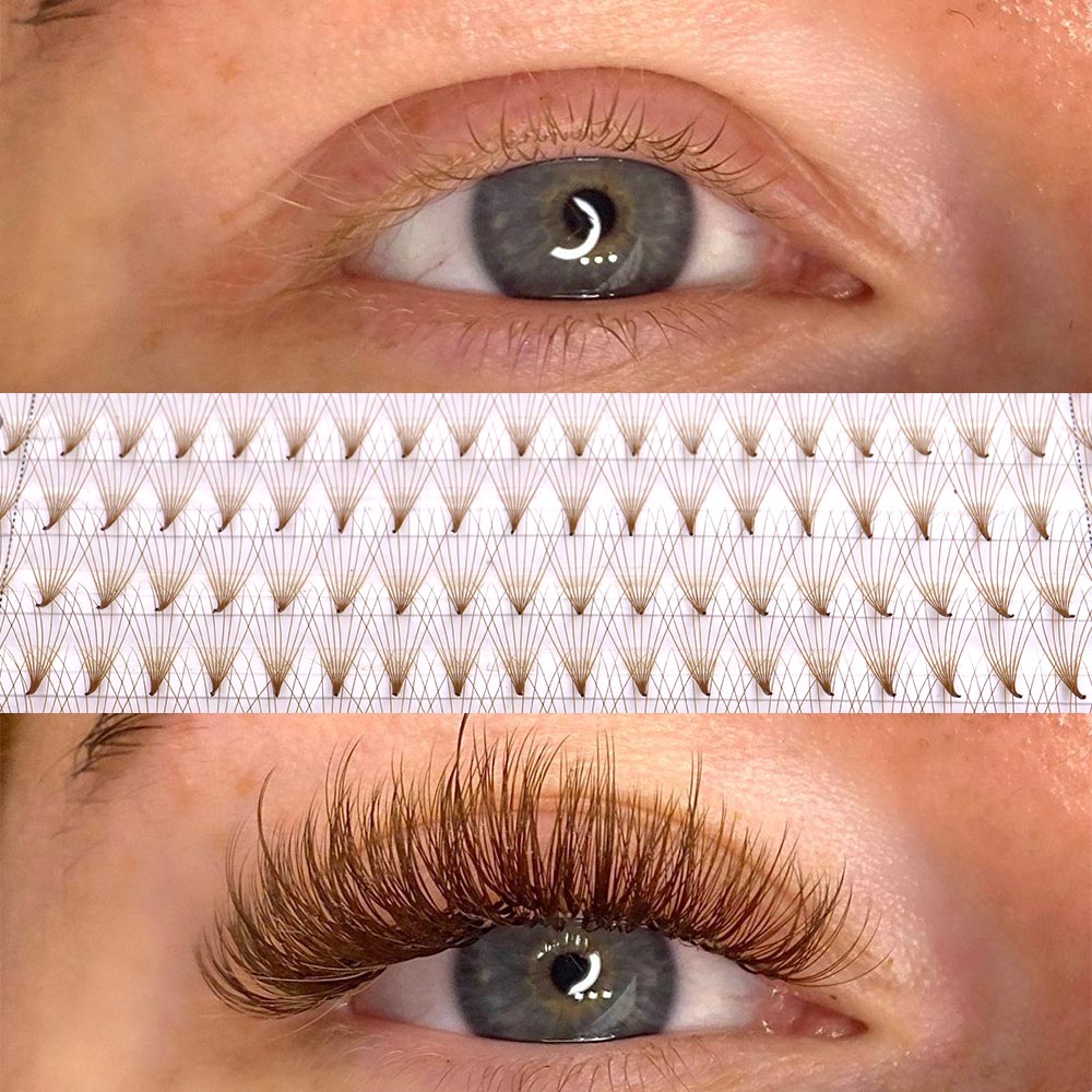 320개 컬러 포인티드 베이스 브라운 프리메이드 팬 5 - Eyelash Extension Russian 리뷰 및 가격